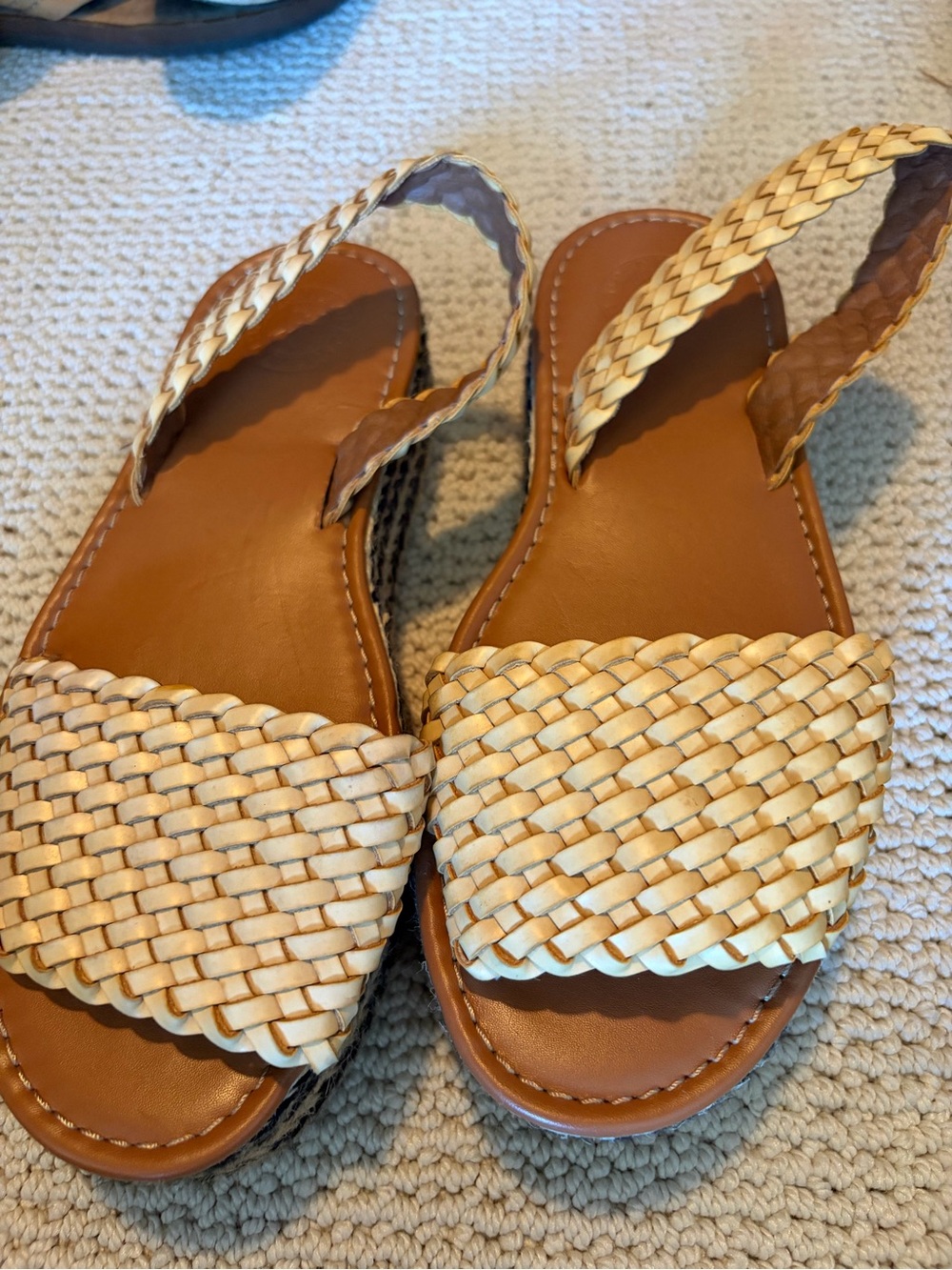 Penelope Chilvers Braided Tan and Cream Slide Sandals